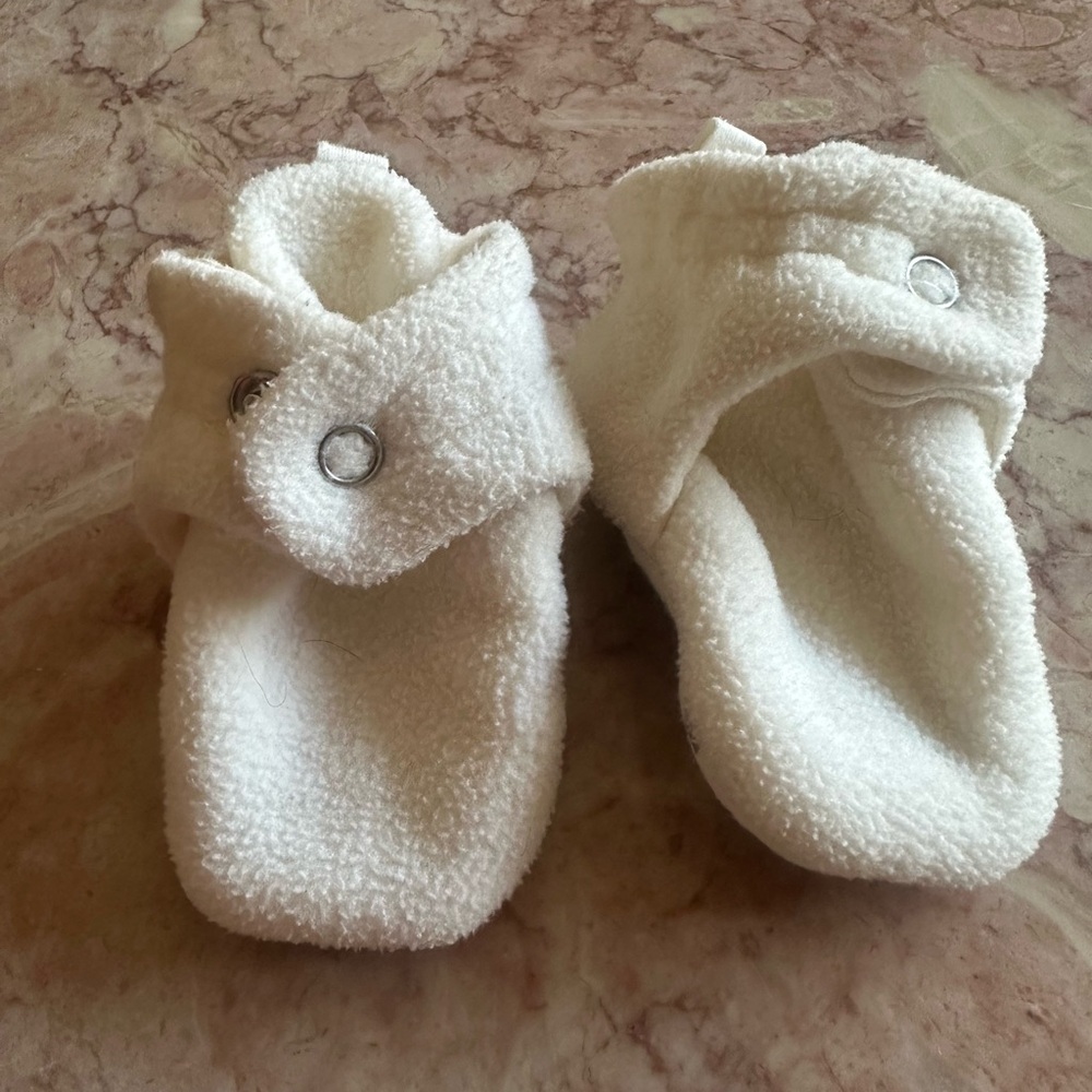Cozy White Baby Booties